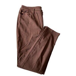 Chicos Womens Stretch Pants Large 2.5 Platinum Brown Jegging Straight Leg Y2K